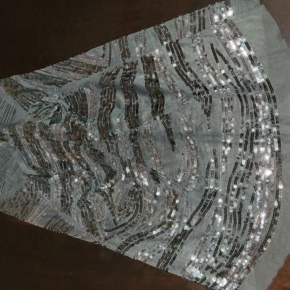 Oversized Sheer Sequin Hi Lo Racerback Flowy Evening Cocktail Tunic Top Size Lrg - Picture 12 of 12